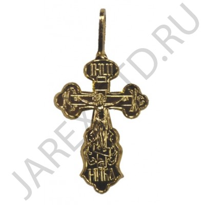Православный нательный крест, металл, жёлтый; h3,5.Арт.КН-005-12