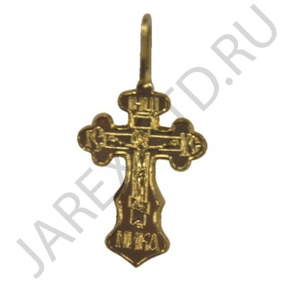 Православный нательный крест, металл, жёлтый; h3,7.Арт.КН-006-23