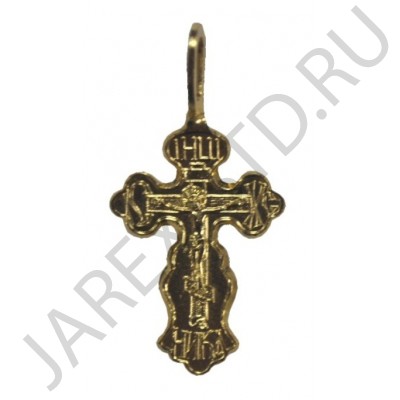 Православный нательный крест, металл, жёлтый; h3,8.Арт.КН-006-24
