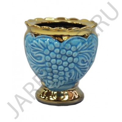 Настольная лампада "Благовест", керамика, голубая с золотом; h7,5.Арт.К-046/Г