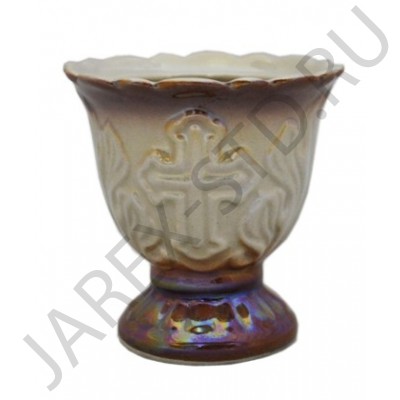 Настольная лампада "Лист", керамика, коричневая; h7.Арт.К-023/К