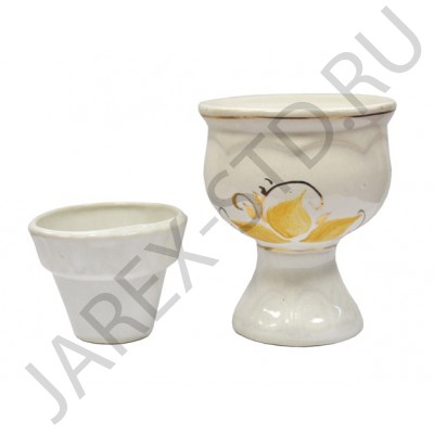 Набор настольная лампада "Кубок", стакан, керамика, белая с золотом; h11.Арт.КБЗ-021