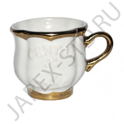 Кружка для Святой Воды, керамика, белая с золотом; h4,5.Арт.КБЗ-015
