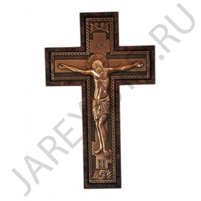 Крест с Распятием, цвет медь, пластик; 5*8,5.Арт.АГ-030746