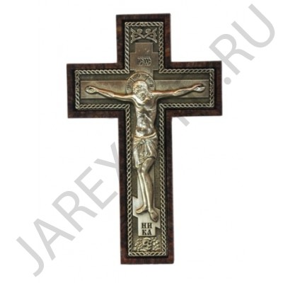 Крест с Распятием, цвет серебро, пластик;5*8,5.Арт.АГ-030747