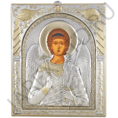 Икона "Ангел Хранитель", античная риза, металл, рамка мдф, напыление серебро&золото; 20,7*24,5.Арт.EP525-172XP