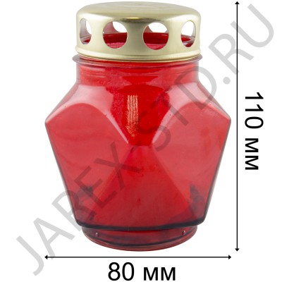 Лампада неугасимая, стекло, металлическая крышка, красная; h11.Арт.S-015/059w//XR-202XX