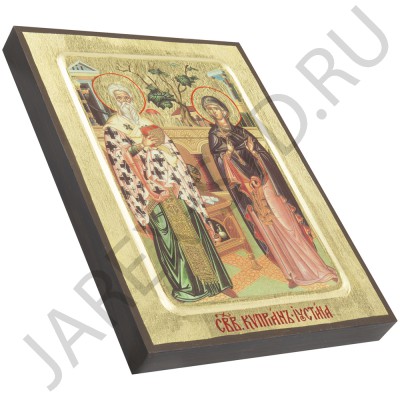 Икона "Киприан и Устиния", дерево, позолота, печать-краска; 17*23.Арт.И-СТГ-001/055