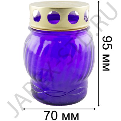 Лампада неугасимая, стекло, металлическая крышка, фиолетовая; h11.Арт.S-072w/XV-202XX