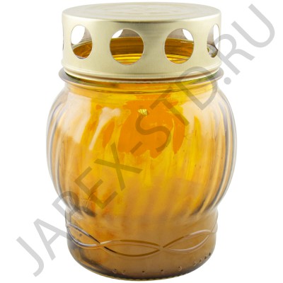 Лампада неугасимая, стекло, металлическая крышка, жёлтая; h11.Арт.S-072w/XH-202XX