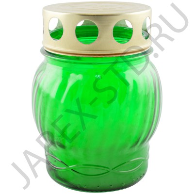 Лампада неугасимая, стекло, металлическая крышка, зелёная; h11.Арт.S-072w/XN-202XX