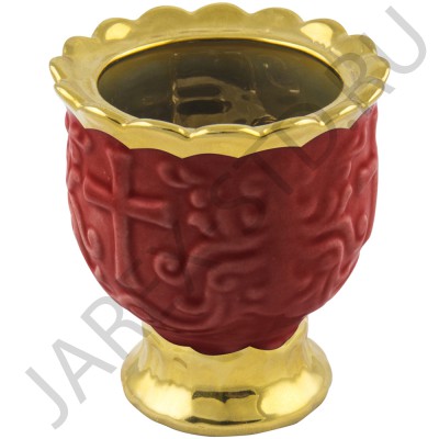 Настольная лампада "Грааль", керамика, красная с золотом; h7.Арт.К-020/КР