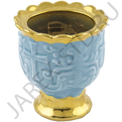 Настольная лампада "Грааль", керамика, голубая с золотом; h7.Арт.К-020/Г
