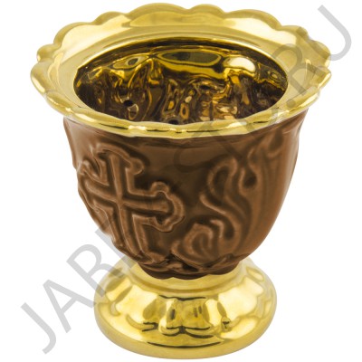 Настольная лампада "Лист", керамика, коричневая с золотом; h7.Арт.К-022/КОР