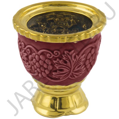 Настольная лампада "Лоза", керамика, красная с золотом; h7.Арт.К-024/КР