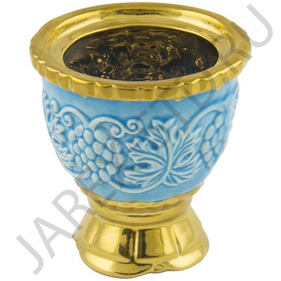 Настольная лампада "Лоза", керамика, голубая с золотом; h7.Арт.К-024/Г