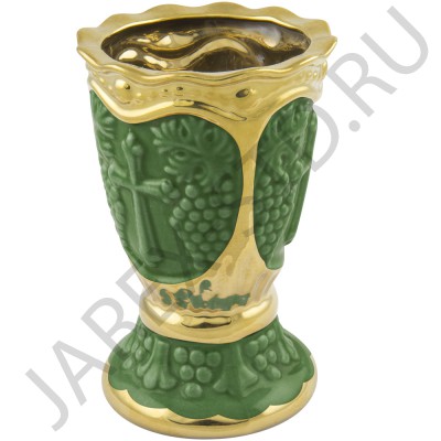 Настольная лампада "Виноград", керамика, зелёная с золотом; h11,5.Арт.К-017/З