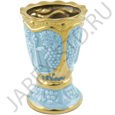 Настольная лампада "Виноград", керамика, голубая с золотом; h11,5.Арт.К-017/Г