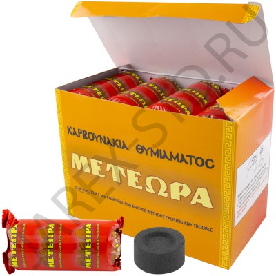 Уголь "Meteora", быстроразжигаемый, D40; 60 табл/упак..Арт.УГ-103140