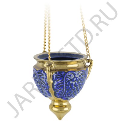 Подвесная лампада "Виноград", керамика, синяя с золотом; h9.Арт.К-006/С