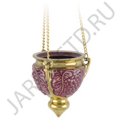 Подвесная лампада "Виноград", керамика, красная с золотом; h9.Арт.К-006/КР
