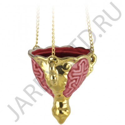 Подвесная лампада "Лилия", керамика, красная с золотом; h8,5.Арт.К-005/КР
