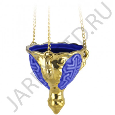 Подвесная лампада "Лилия", керамика, синяя с золотом; h8,5.Арт.К-005/С