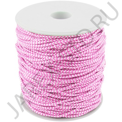 Шнур на бабине, нейлон, розовый с серебряным люрексом; 90 м..Арт.ТН-НЛ-002/РС
