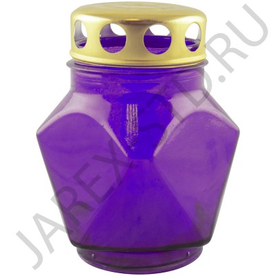 Лампада неугасимая, стекло, металлическая крышка, фиолетовая; h11.Арт.S-015/059w/XV-202XX