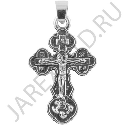 Православный нательный крест, металл, кольцо, белый-жёлтый; h2.Арт.КН-М