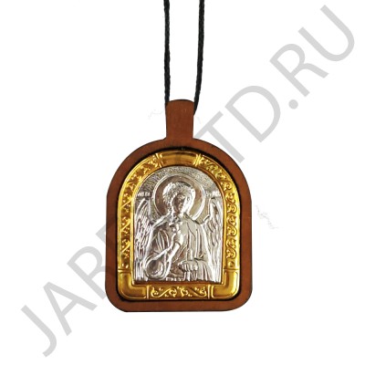 "Ангел Хранитель", нательная икона(образок), арка,мельхиор, дерево, сереберение, золочение.Арт.ОНП-М-002/003