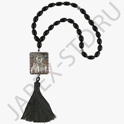 Автомобильная двусторонная  икона-подвеска , с четками "Спаситель", камни,металл;h 31,5.Арт.АП-4879-6