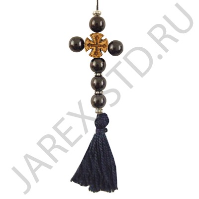 Автомобильная подвеска - Крест, гагат, цвет черный; 10*3.Арт.ПА-3