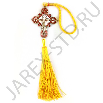 Автомобильная подвеска - Распятие, эмаль, камни, металл; h27.Арт.КА-106