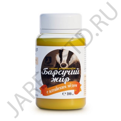 Барсучий жир с мёдом, пластиковая банка, 80гр.Арт.БЖ/М