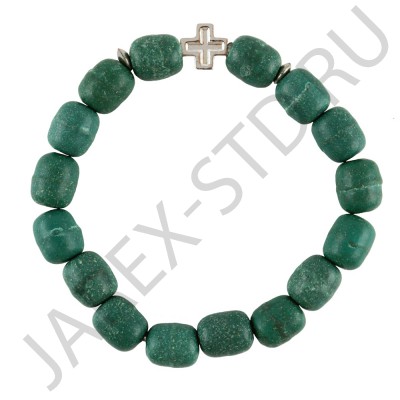 Браслет из ладанного дерева с крестиком, зеленый.Арт.БЛД/зел