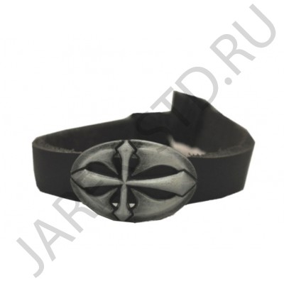 Браслет кожаный, металлический крест.Арт.БСК-013