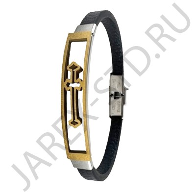 Браслет кожаный, с металлическим крестом.Арт.БК-4208-8