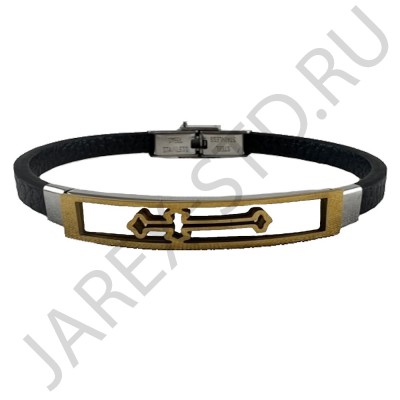 Браслет кожаный, с металлическим крестом.Арт.БК-4208-8