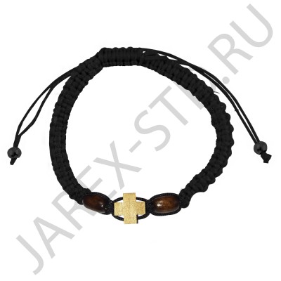 Браслет с молитвой "Псалом 90", ручное плетение,  крест дерево, чёрный.Арт.БДК-002