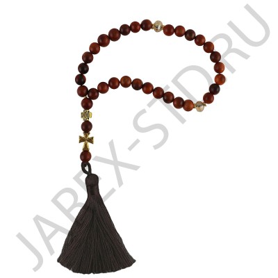 Чётки дерево, металлический крестик, 30 см