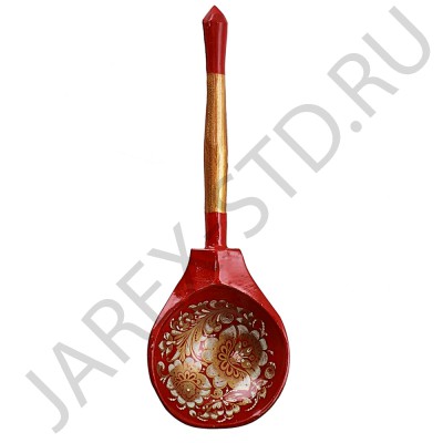 Деревянная ложка столовая «Золотая кудрина», длина 19 см, ширина черпачка 6 см