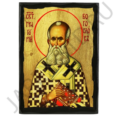 Икона "Григорий", дерево под старину, позолота, печать-краска; 17*23