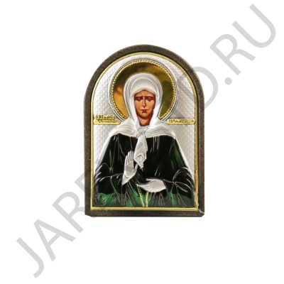 Икона "Матрона", арочная, риза металлическая., рамка пластик., напыление серебро&золото&цв.эмаль; 4*6.Арт.И-ГР-1112-2OXC