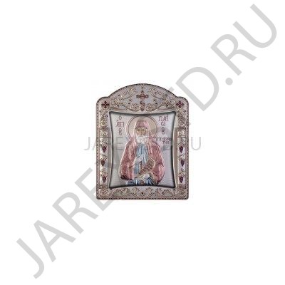 Икона "Паисий Святогорец", фигурная рамка, стекло, напыление серебро&цветная эмаль; 16,7*22,4