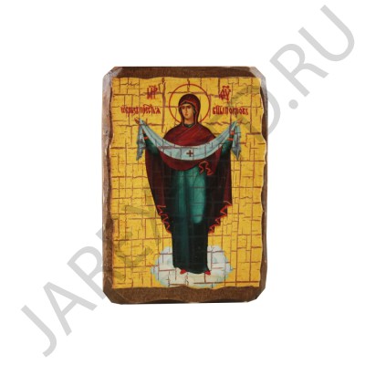 Икона "Покров Пресвятой Богородицы", дерево под старину, печать-краска; 7*10.Арт.И-СТ-003/112