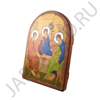 Икона "Троица", арочная, дерево под старину, печать-краска; 17*23.Арт.И-СТА-001/146