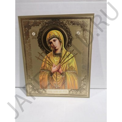 Икона «Умягчение Злых сердец», конгев, золотой, 15 x 18 см