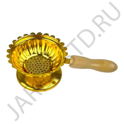 Кадильница, металл, ручка дерево, цвет золотой; h14.Арт.КДР-8083-1