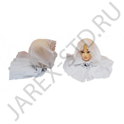 Платок неспадающий, белый, капор, шифон; р.42-52.Арт.КР-001/б